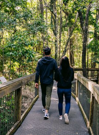 Couple enjoying a visit to the Sea Acres Rainforest Centre, Port Macquarie