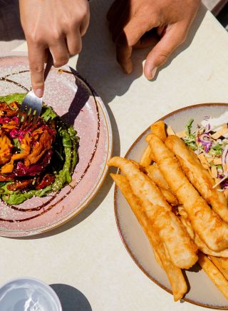 Dishes available on the menu at Beach Bums Cafe, Forster