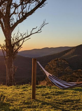 Relax in a hammock at Turon Gates Mountain Retreat, Capertee