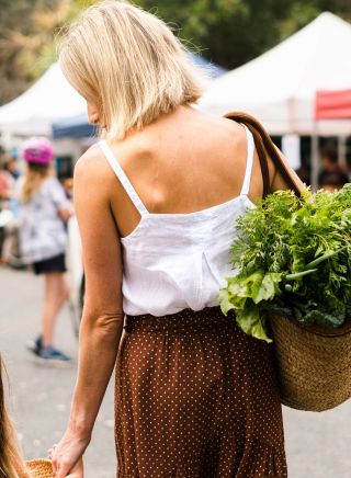 Family enjoying a visit to Yamba Farmers and Producers Market, Yamba