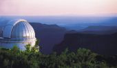 Long shot of the Siding Spring Observatory at twilight time in Coonabarabran