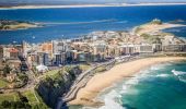 Aerial view of Nobbys Beach in Newcastle, North Coast