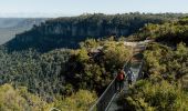 People walking along the Buttenshaw Bridge on the Grand Cliff Top Walk, Blue Mountains