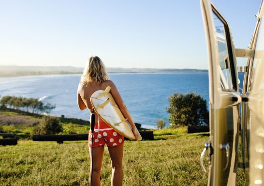 Surfer heading to the beach, Lennox Head